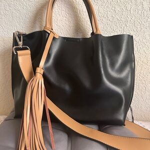 Chic Black and Tan Shoulder Bag
